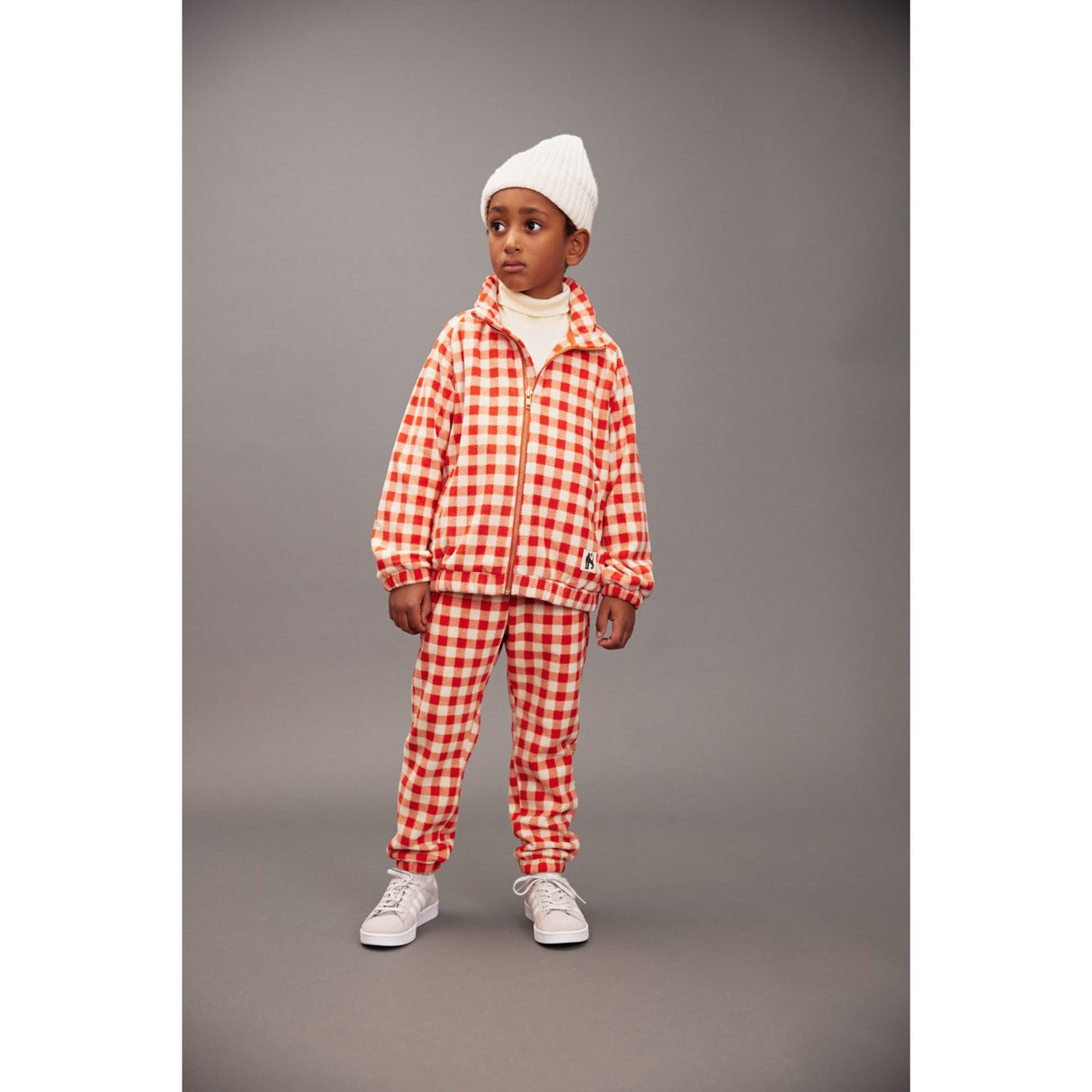 Mini Rodini Red Gingham AOP Fleece Jakke