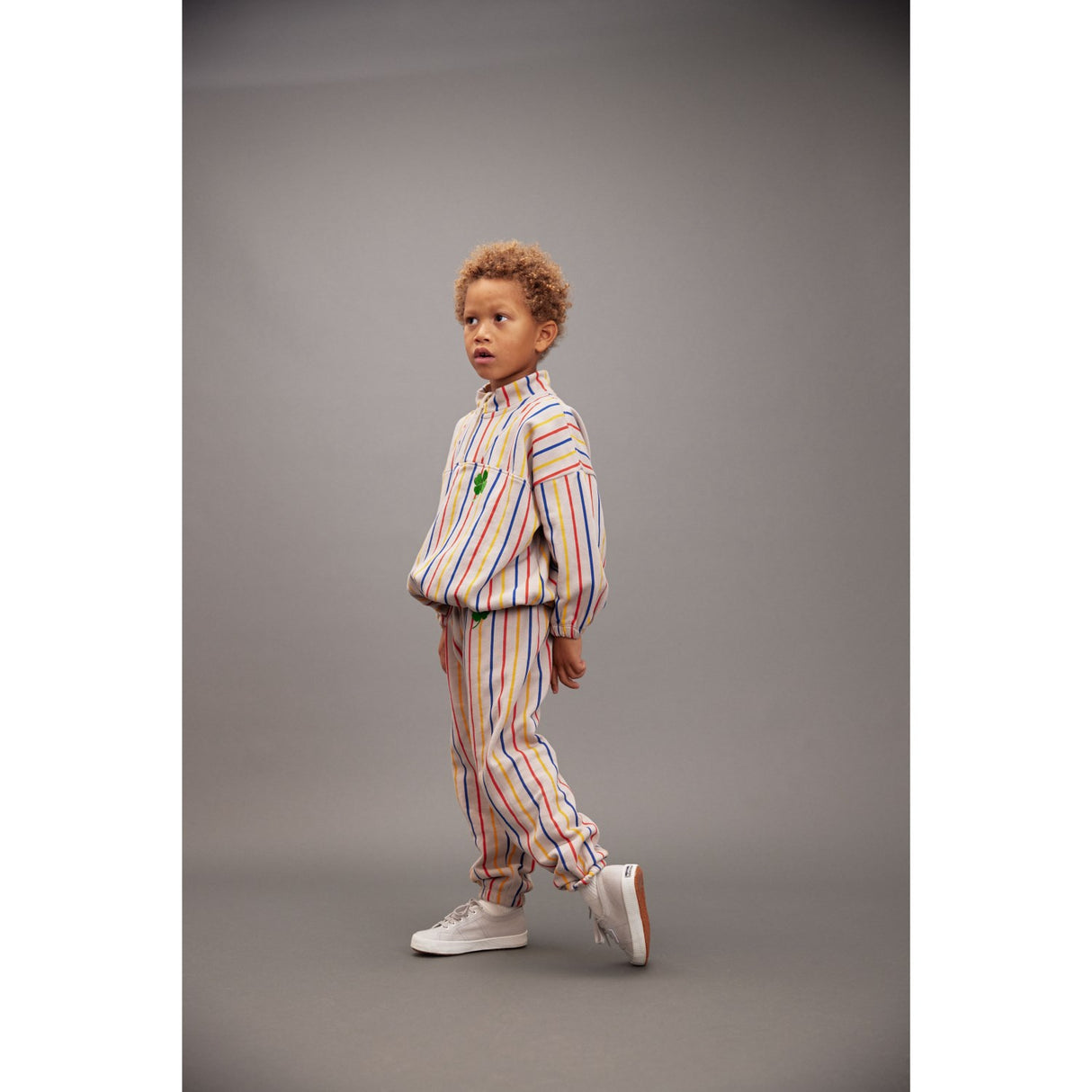 Mini Rodini Multi Clover Emb Half Zip Collegegenser