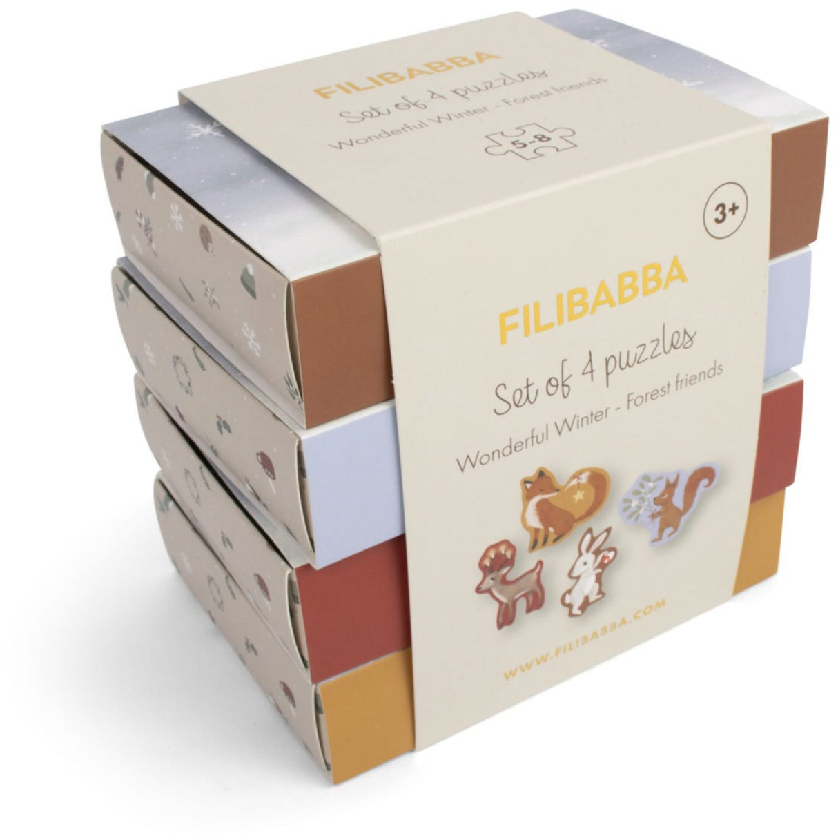 FILIBABBA Forest Friends Sett Of 4 Puzzles Wonderful Winter