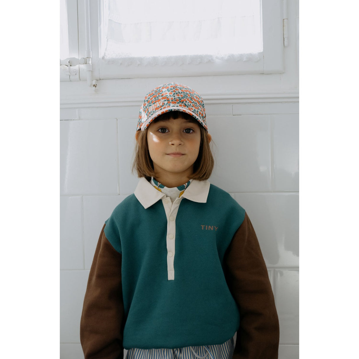 TinyCottons Dark Green Farge Block Polo Sleeve T-Shirt