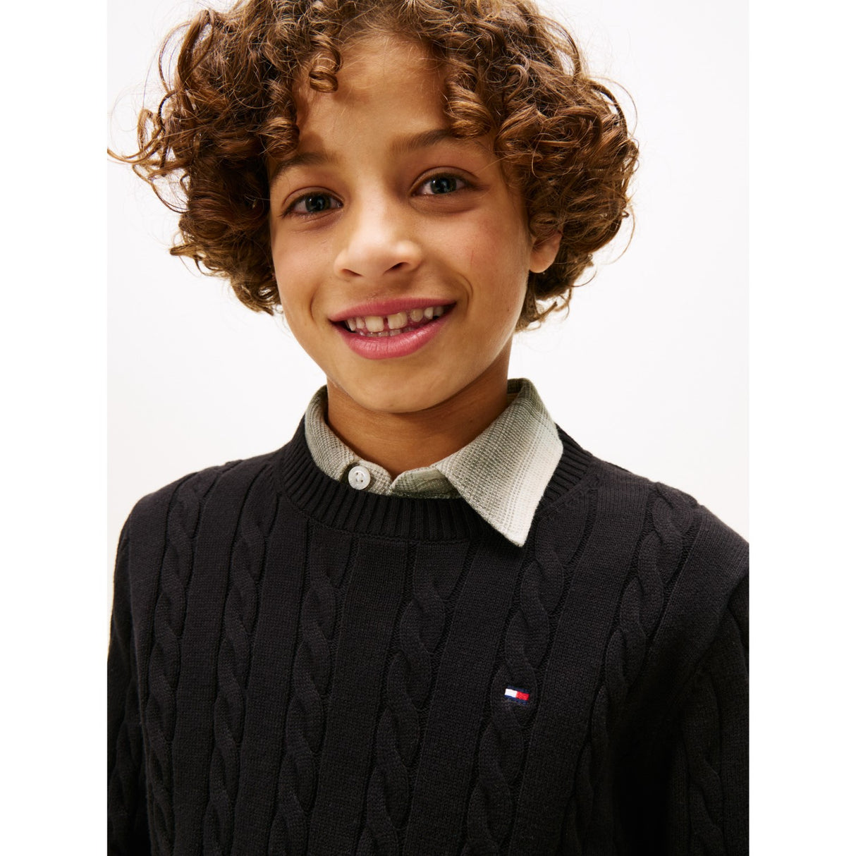 Tommy Hilfiger Black Bomull Cable Sweater