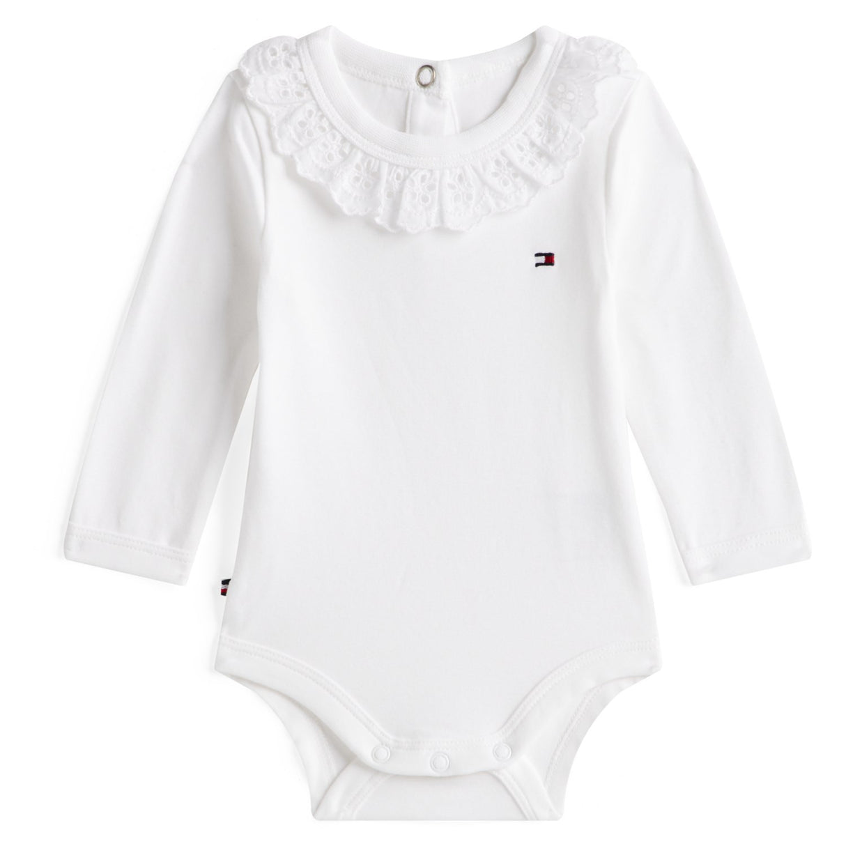 Tommy Hilfiger White Broderie Halsbånd Body Ls