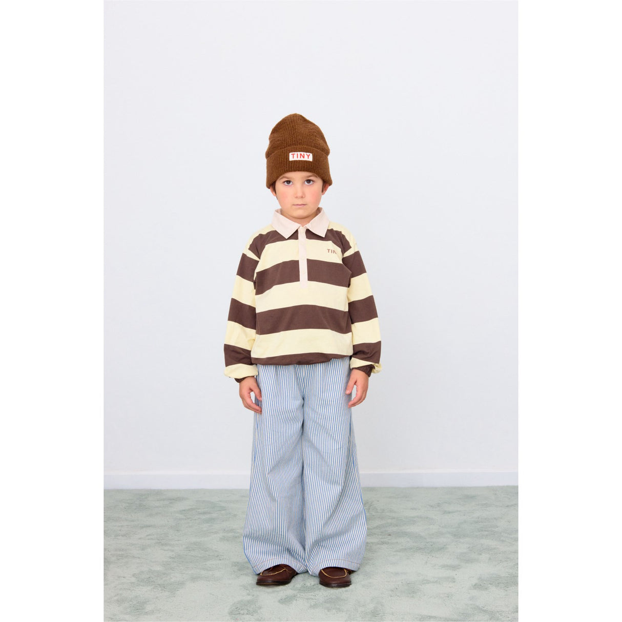 TinyCottons Dusty Yellow Stripes Polo Sleeve T-Shirt