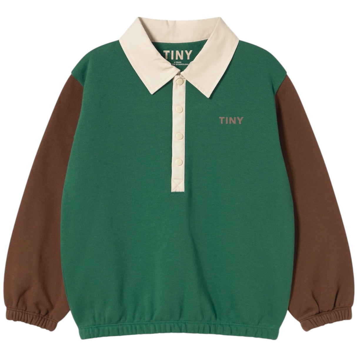TinyCottons Dark Green Farge Block Polo Sleeve T-Shirt