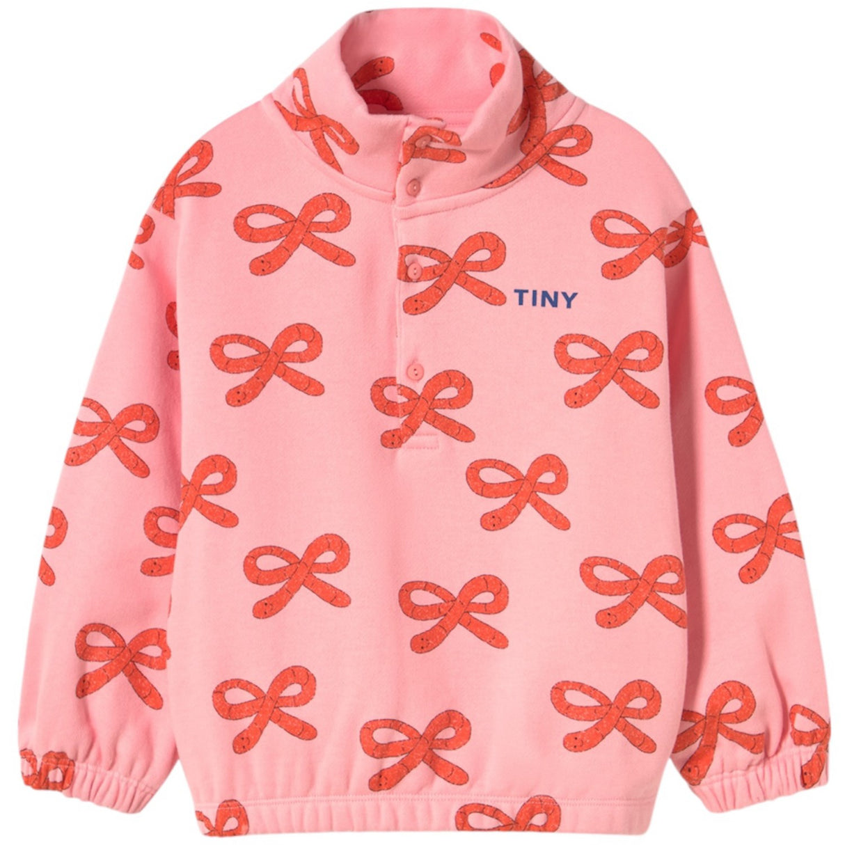 TinyCottons Pink Worms Mockneck Collegegenser