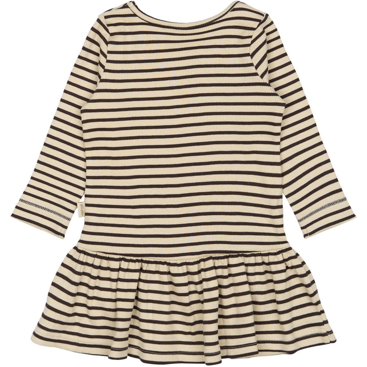 Petit Piao Coffee Bean/off White Kjole L/S Modal Striped