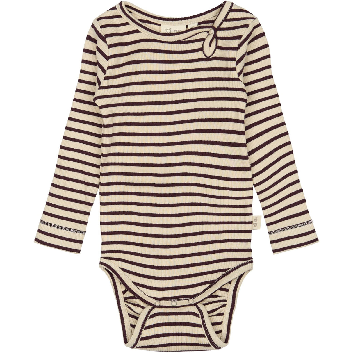 Petit Piao Dark Grape/off White Body L/S Modal Striped