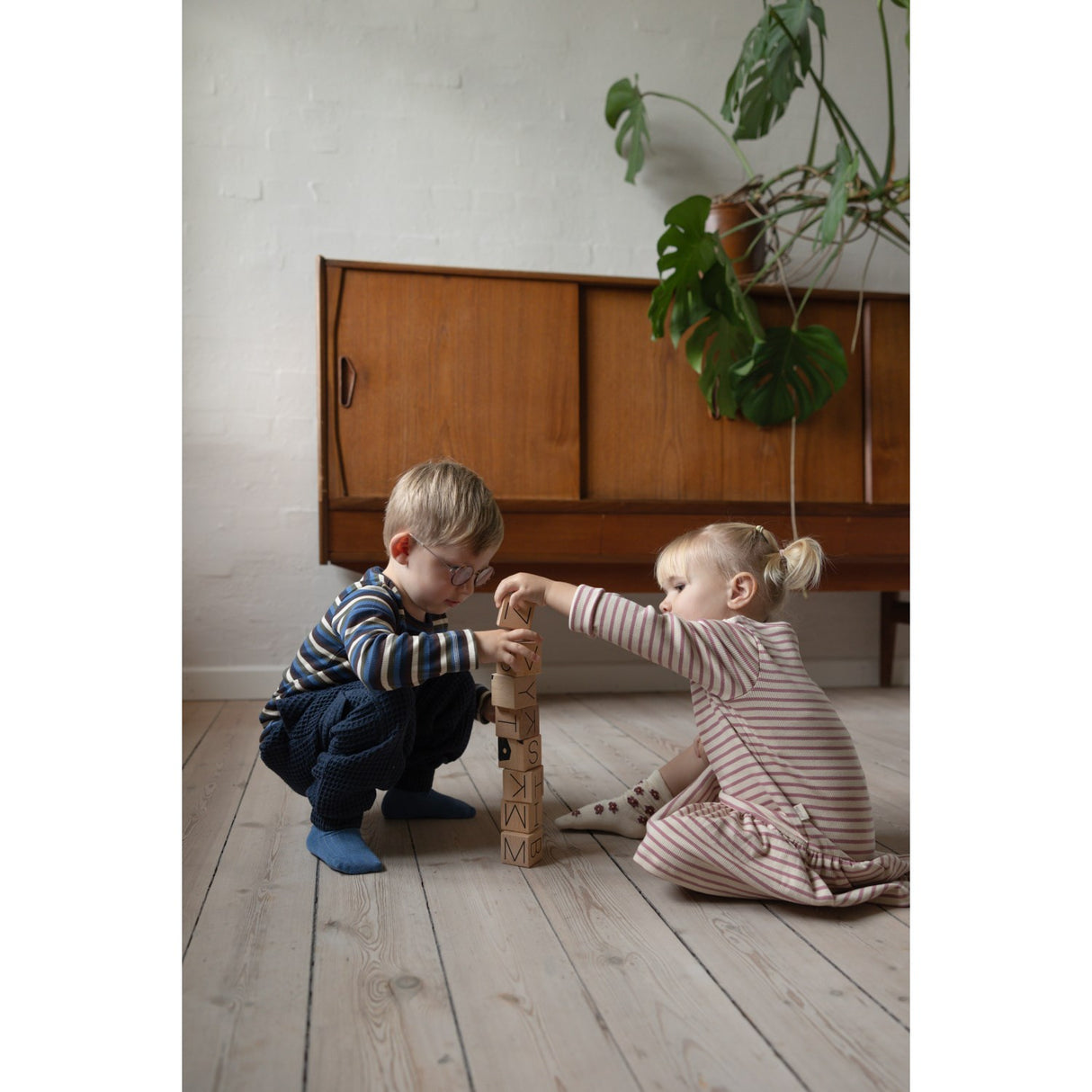 Petit Piao Nostalgic Rose/off White Kjole L/S Modal Striped