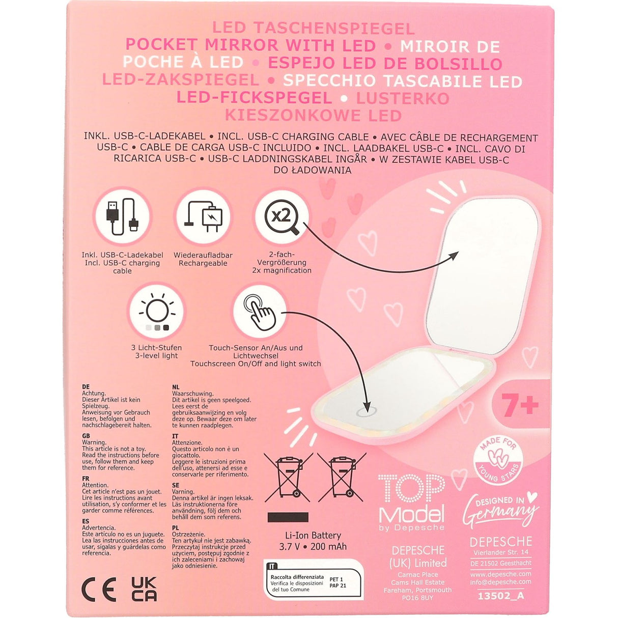 TOPModel Beauty And Me Foldable Pocket Speil With LED