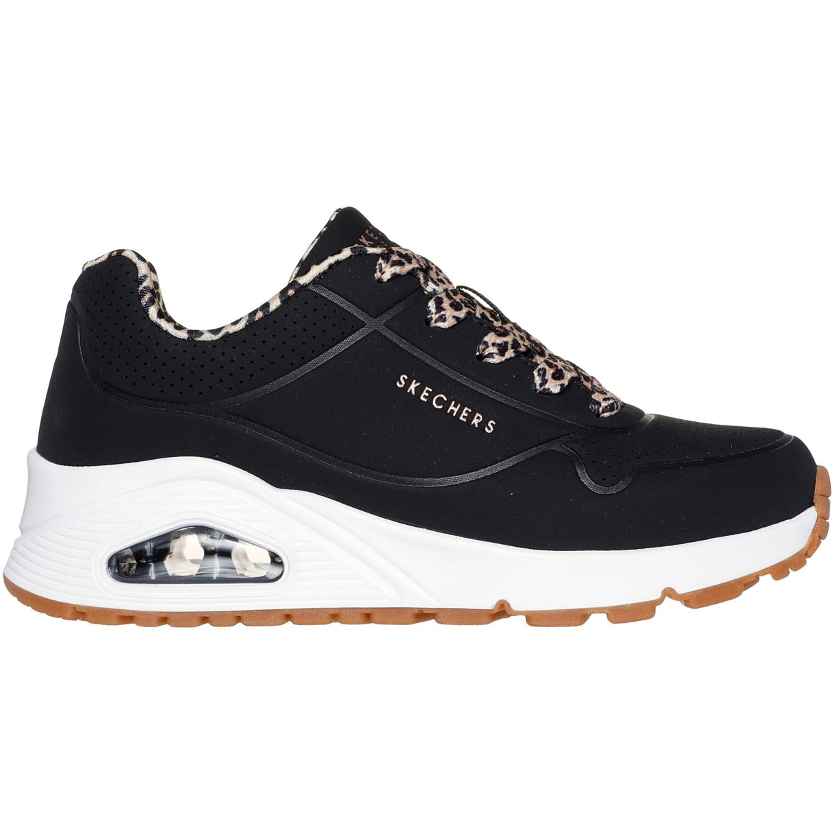 Skechers Black Uno Gen1 Leopard Chic