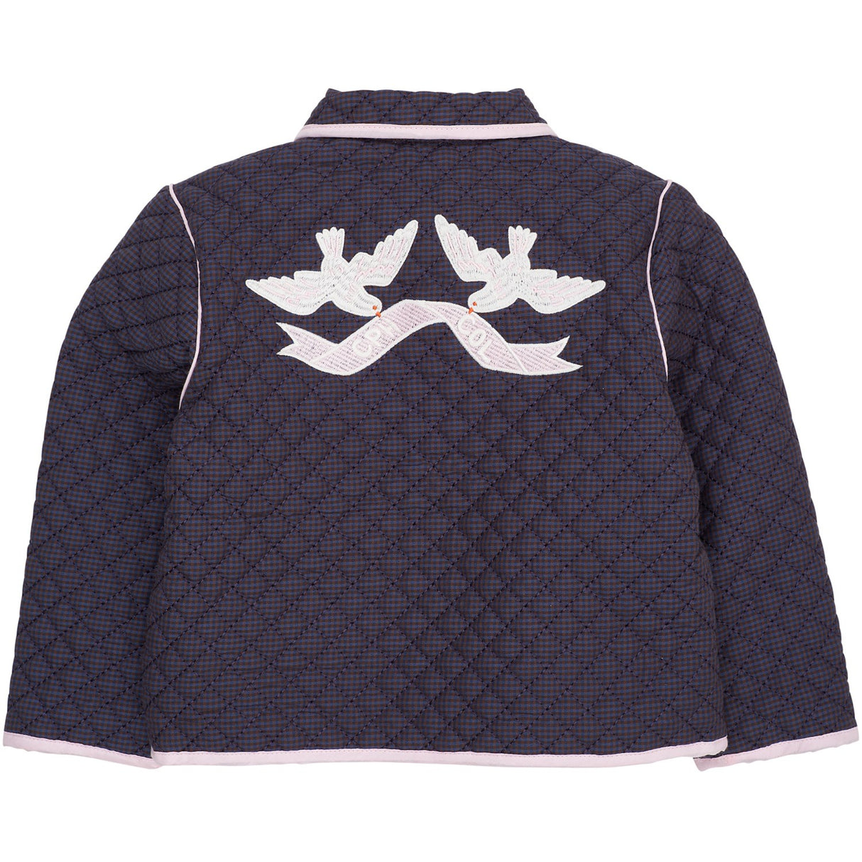 COPENHAGEN COLORS Brown/Blue Check Comb. Checkered Vattert Jakke W. Embroidery