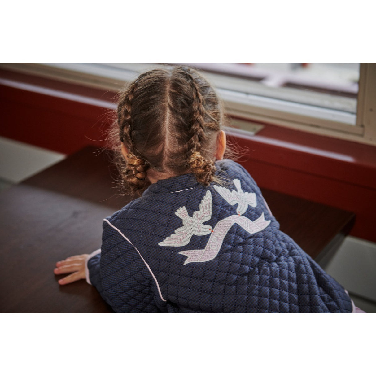 COPENHAGEN COLORS Brown/Blue Check Comb. Checkered Vattert Jakke W. Embroidery