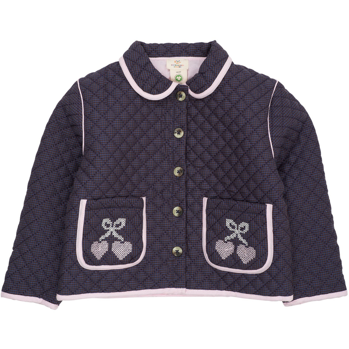 COPENHAGEN COLORS Brown/Blue Check Comb. Checkered Vattert Jakke W. Embroidery