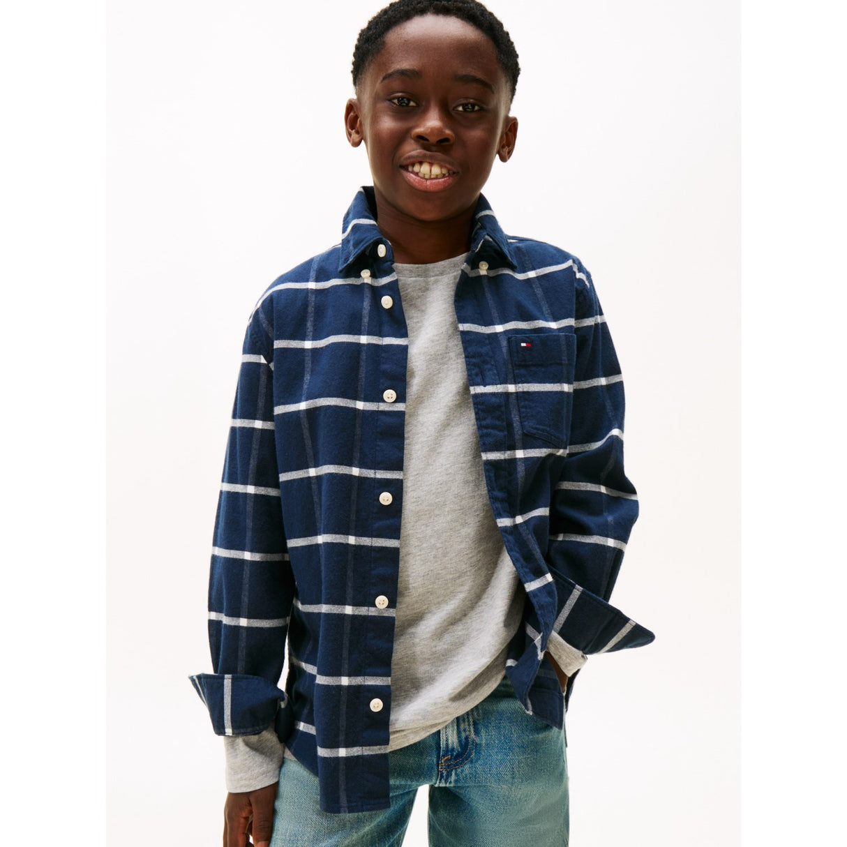 Tommy Hilfiger Black Check Window Pane Check Skjorte Ls