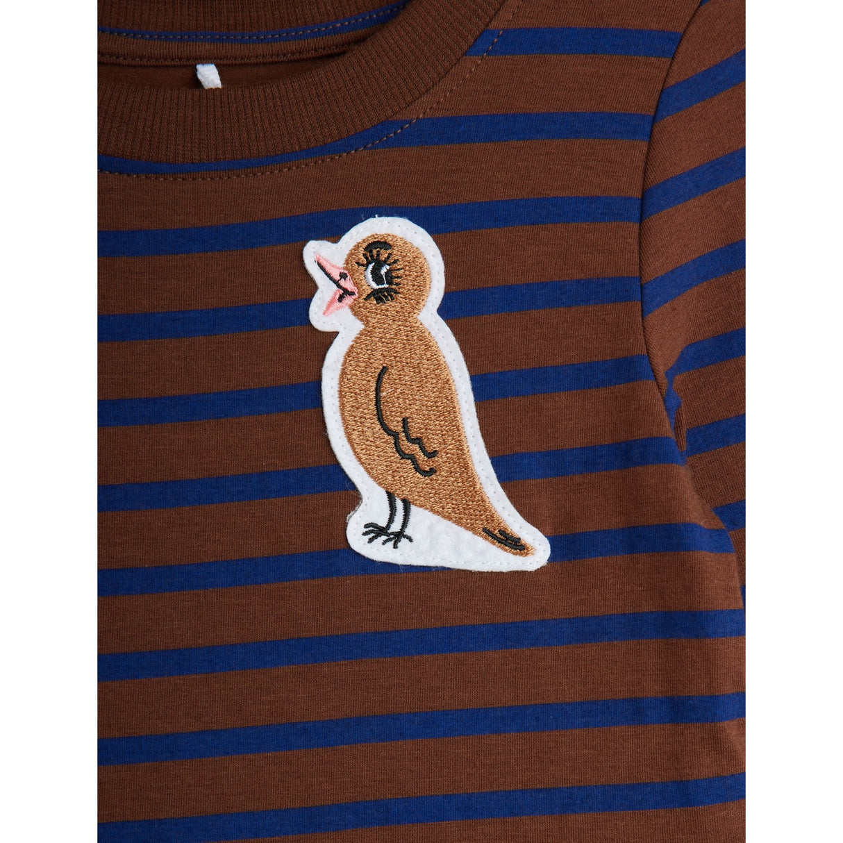 Mini Rodini Brown Stripe Bird Patch Ls Kjole