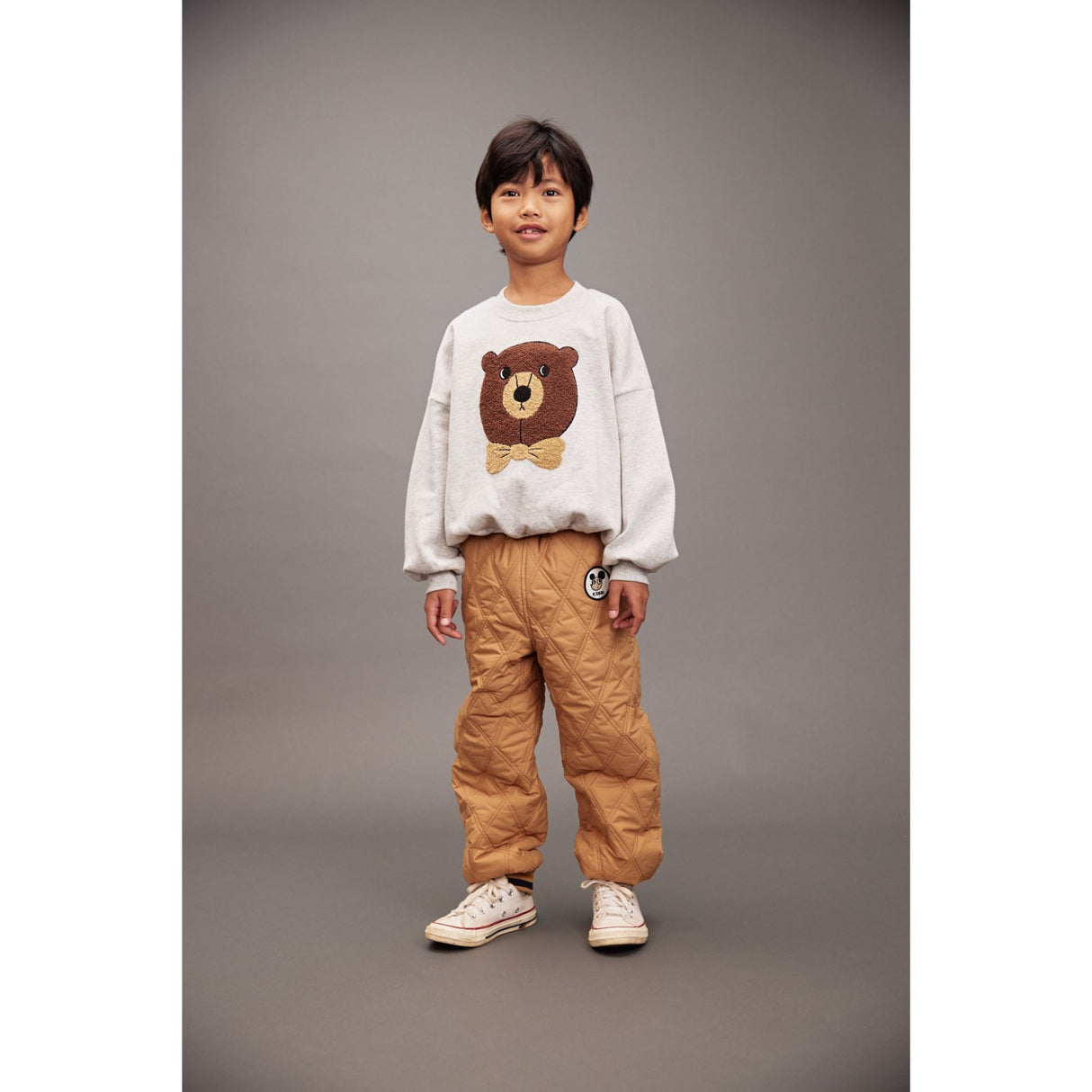Mini Rodini Beige Ritzratz Patch Vattert Outerwear Trousers