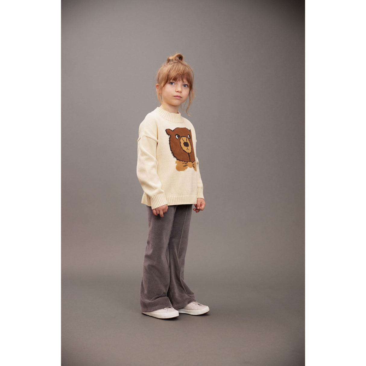 Mini Rodini Off-white Bjørn Intarsia Strikk Sweater