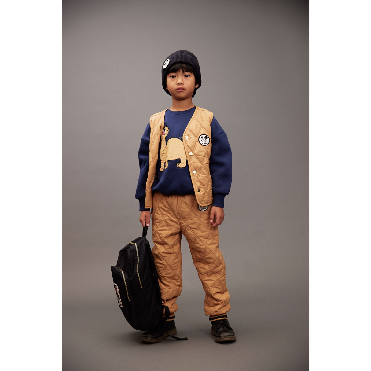 Mini Rodini Beige Ritzratz Patch Vattert Outerwear Trousers