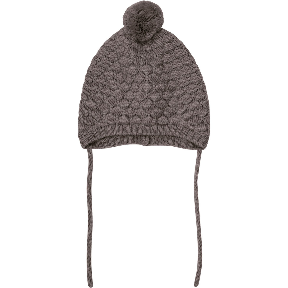 Huttelihut Brown Melange Bonnet Ull Strikk Pompom