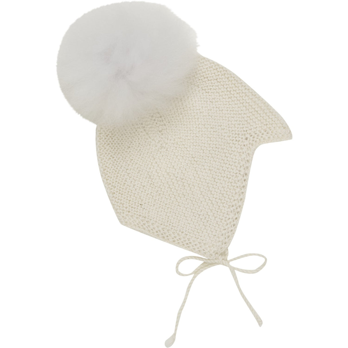 Huttelihut Off-White Bonnet Ull Strikk Alpaca Pompom