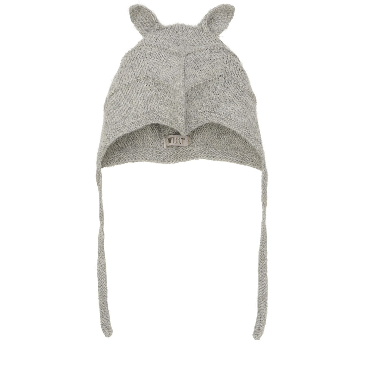 Huttelihut Medium Grey Melange Bonnet Ears Alpaca Ull Strikk