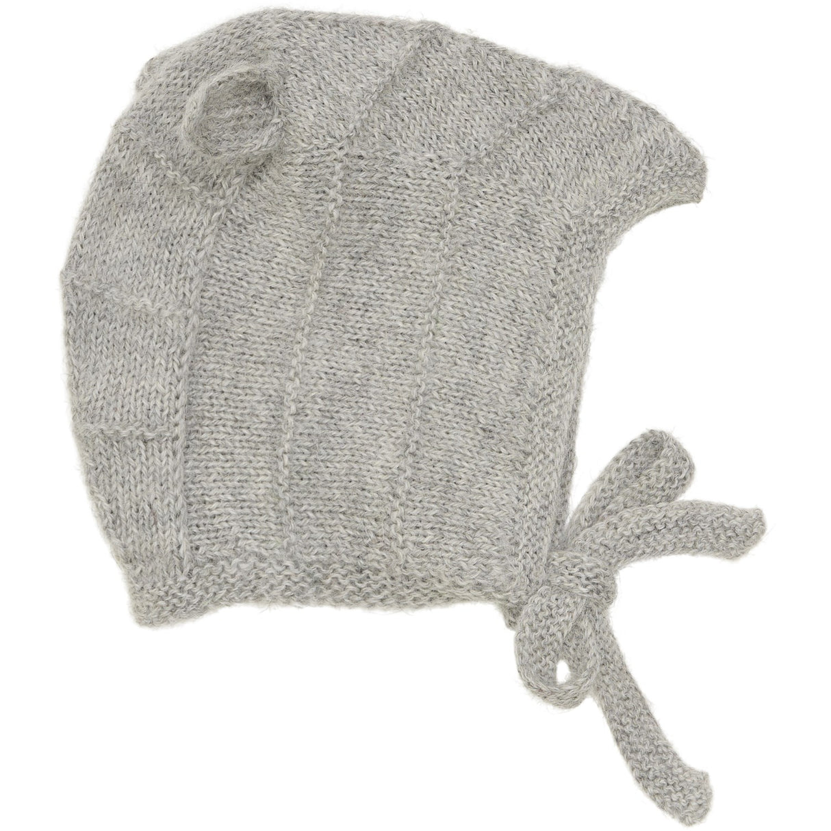 Huttelihut Medium Grey Melange Bonnet Ears Alpaca Ull Strikk