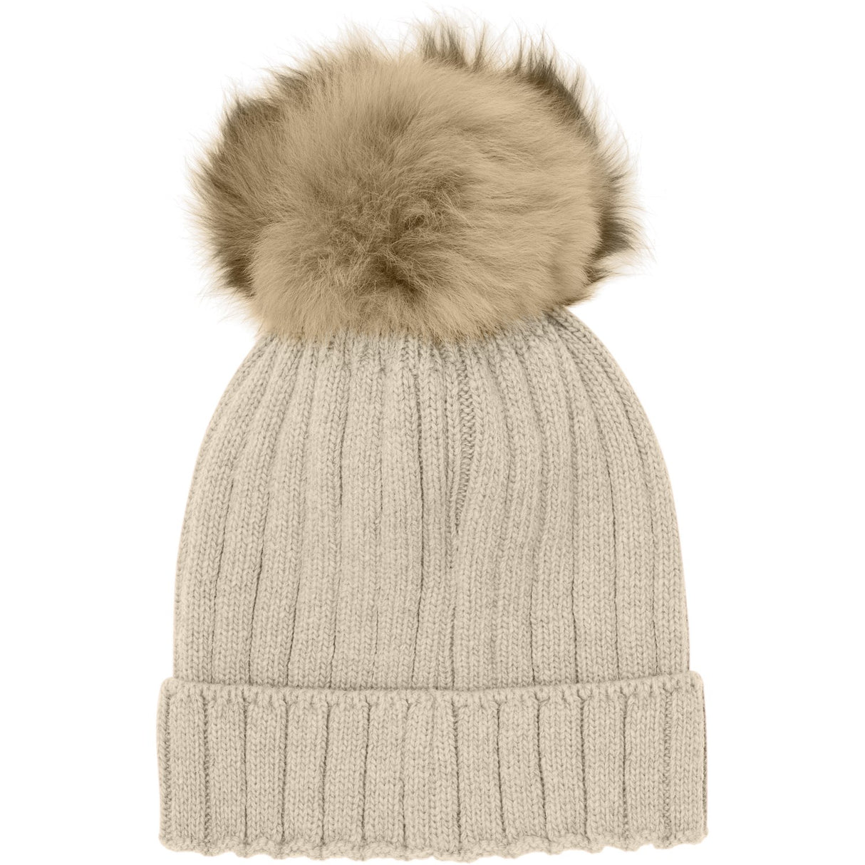 Huttelihut Sand Melange Lue Strikk Alpaca Pompom