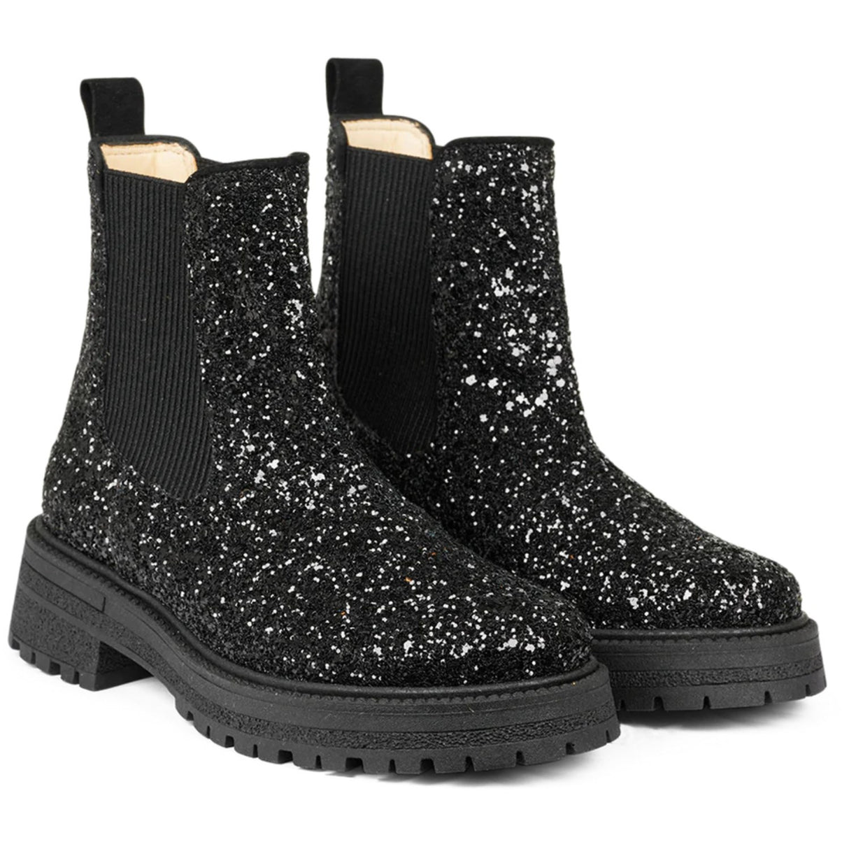 Angulus Chelsea Støvel Black Glitter/Black/Black