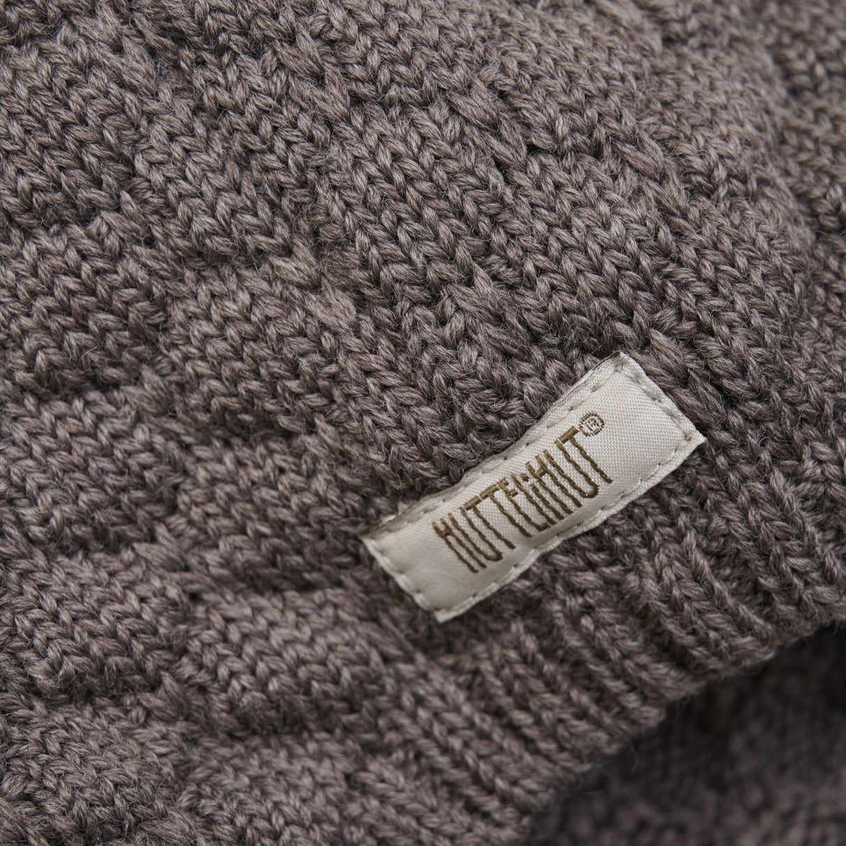 Huttelihut Brown Melange Bonnet Ull Strikk Pompom