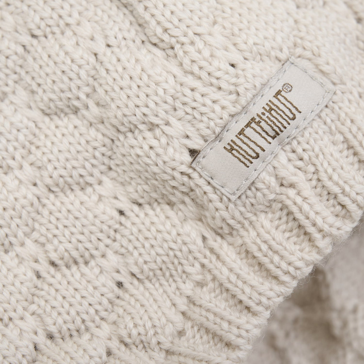 Huttelihut Sand Melange Bonnet Ull Strikk Pompom