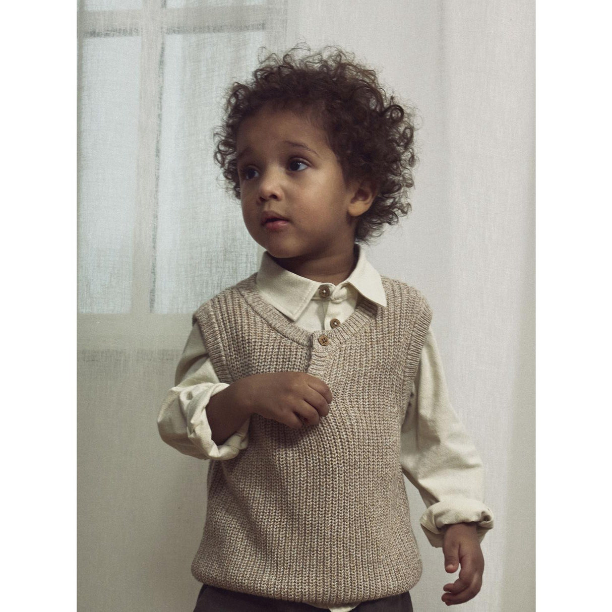Lil'Atelier Oxford Tan Melange Nmmrokko Strikk Vest Lil