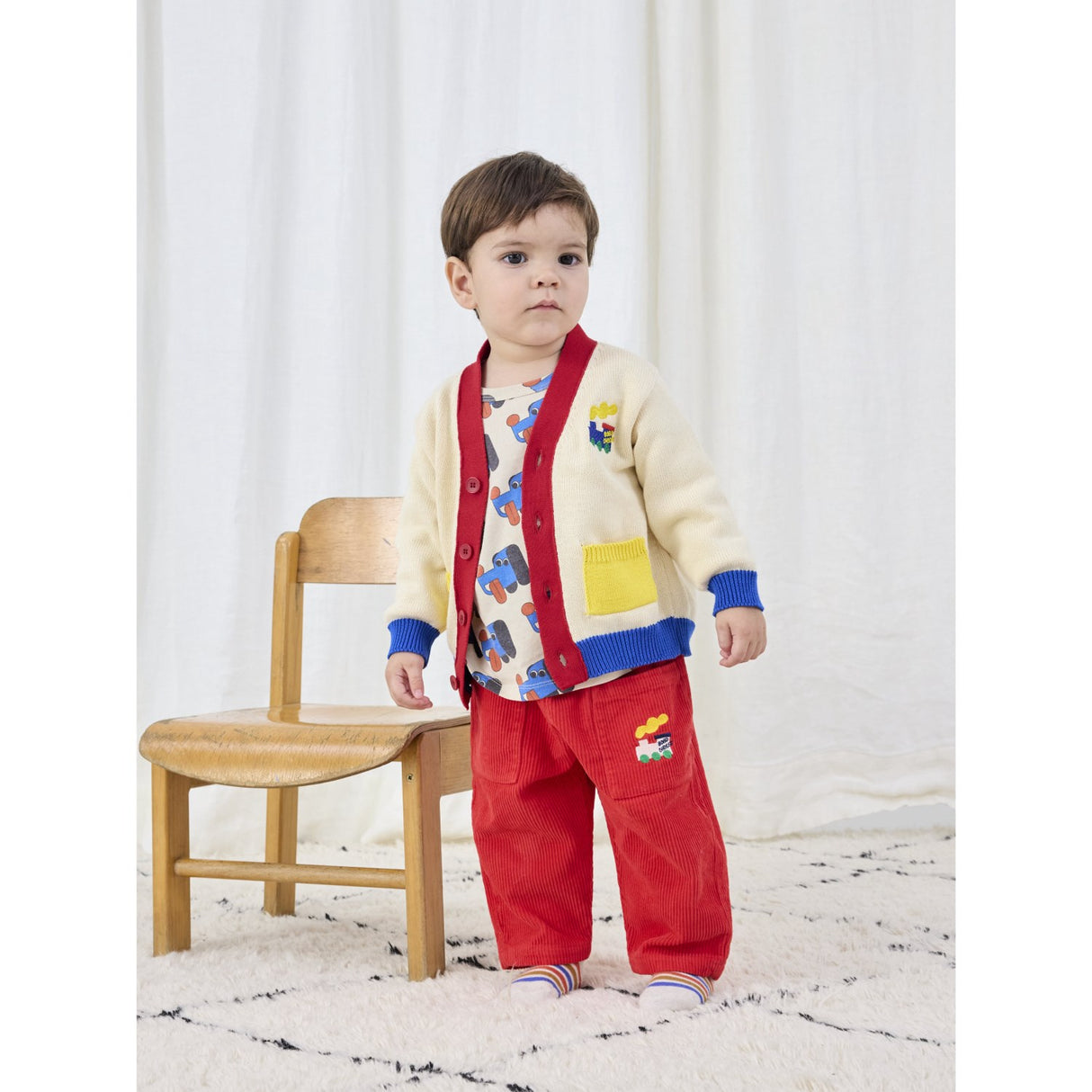 Bobo Choses Offwhite Bobo Choo Choo Farge Block Cardigan