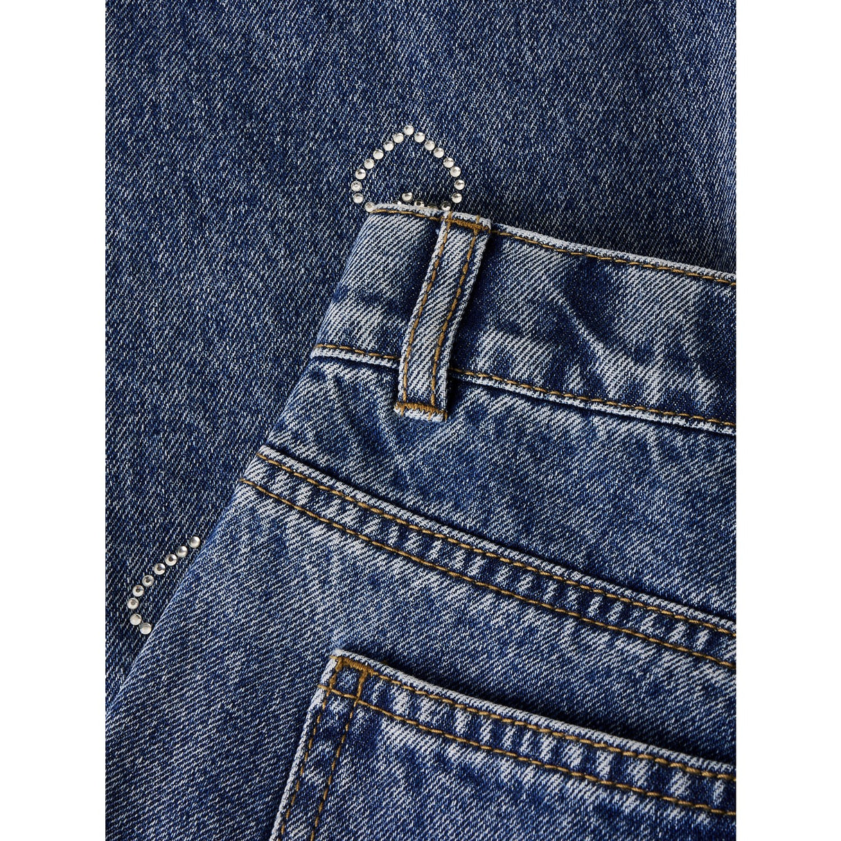 Name It Denim Blue Rhinestone Bows Nkfrose Wide Rhinestone Jeans 4417-Im T