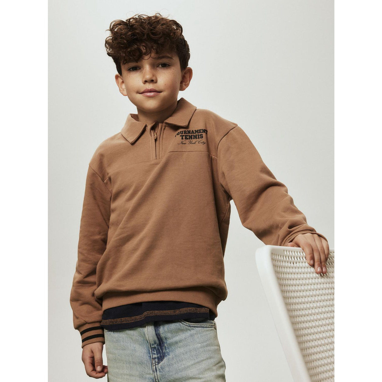 Name It Toasted Coconut Nkmtrent Ls Nreg Sweat Polo Bru