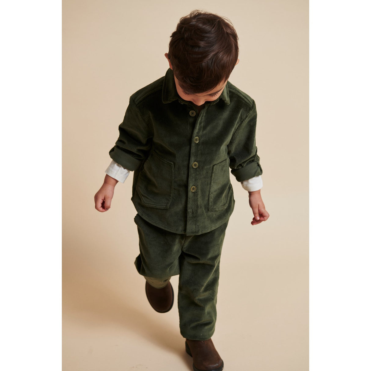 COPENHAGEN COLORS Dk Green Corduroy Overshirt