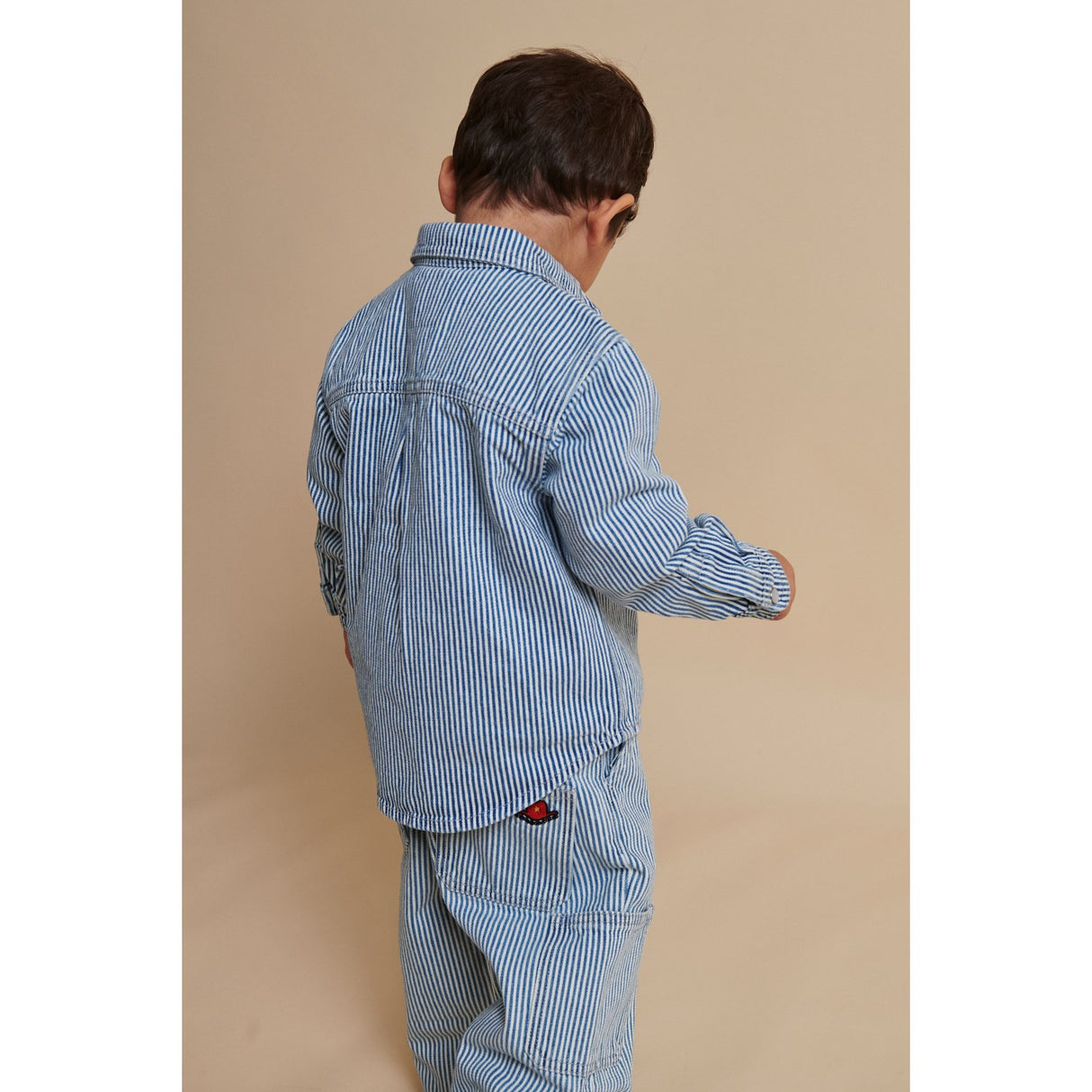 COPENHAGEN COLORS Denim Blue Stripe Y/D Stripe Twill Cargo Bukser W. Adj. Waist