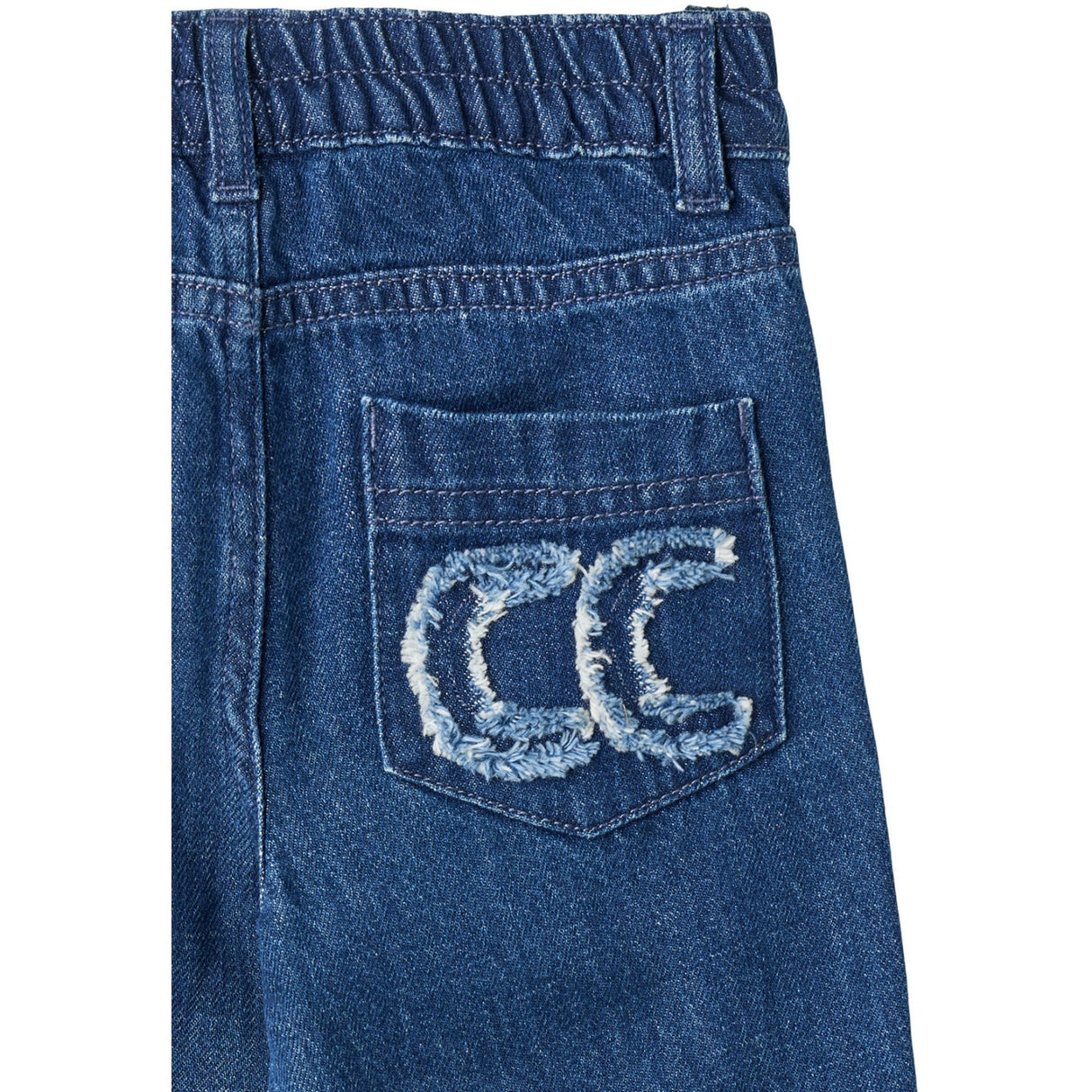 COPENHAGEN COLORS Dark Indigo Blue Washed Organic Denim Bukser W. Pocket Embroidery & Wide Leg