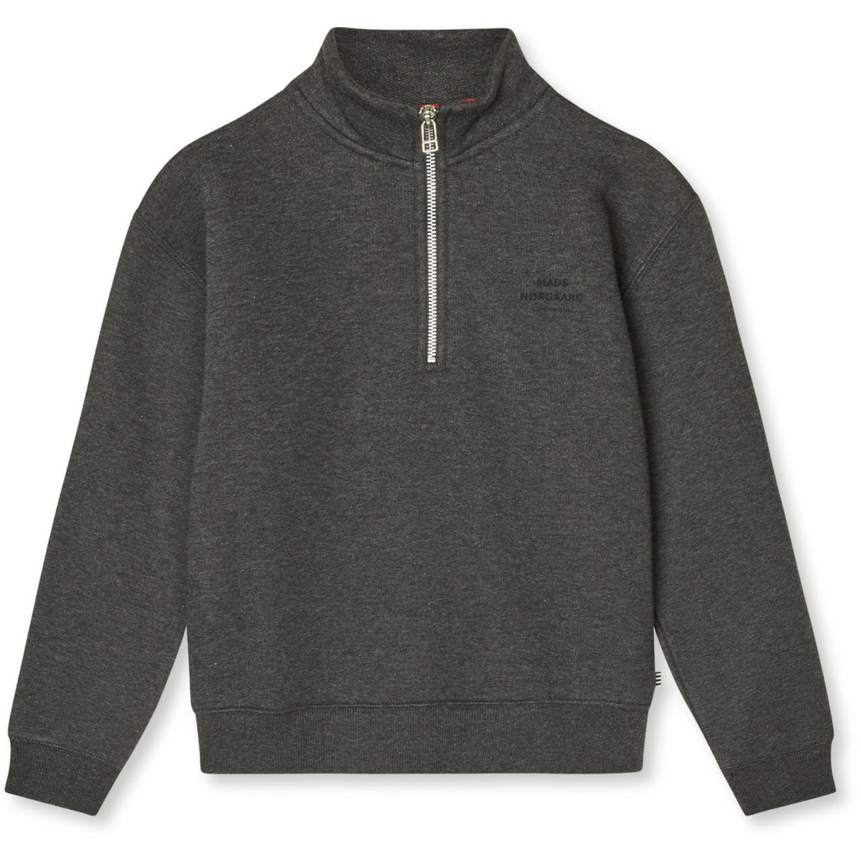 Mads Nørgaard Charcoal Melange Mix Sweat Crewie Half Zip Collegegenser