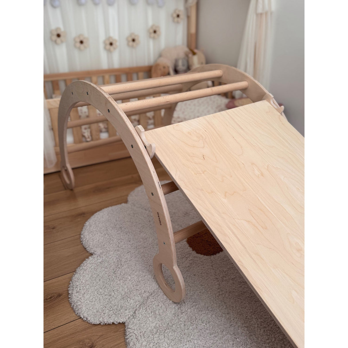 Woobiboo Natural Montessori Rocker Med Beige Madras Og Slide-Climber L