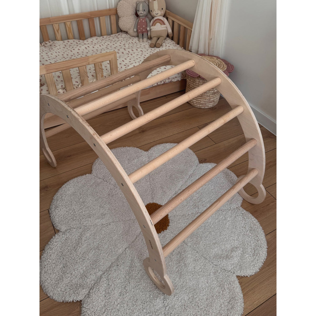Woobiboo Natural Montessori Rocker Med Beige Madras Og Slide-Climber L