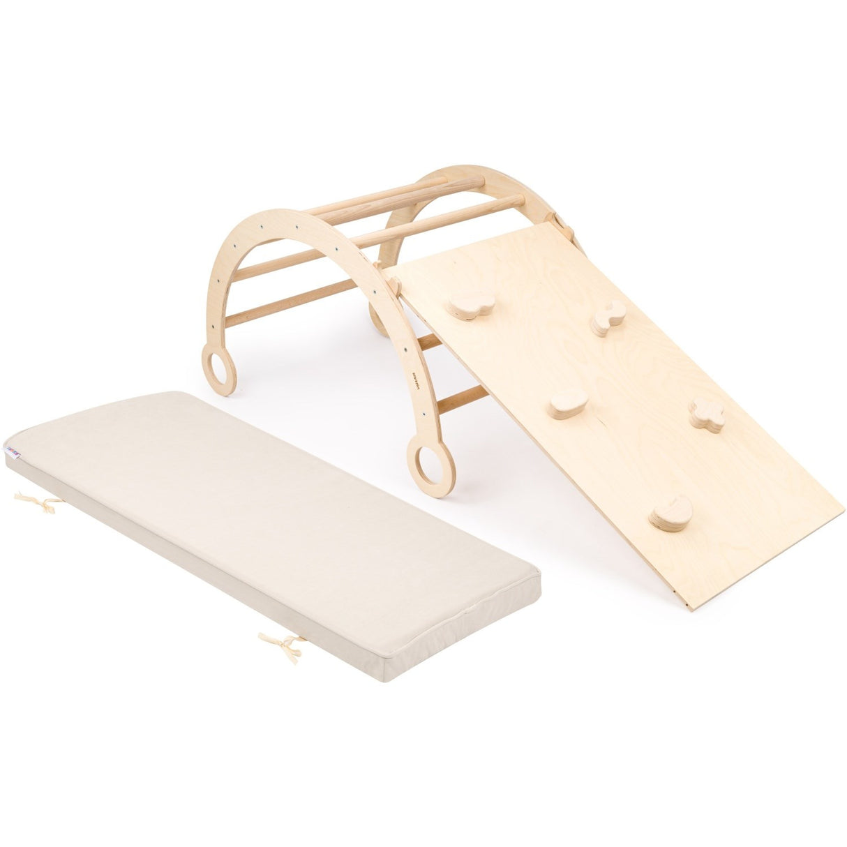 Woobiboo Natural Montessori Rocker Med Beige Madras Og Slide-Climber L