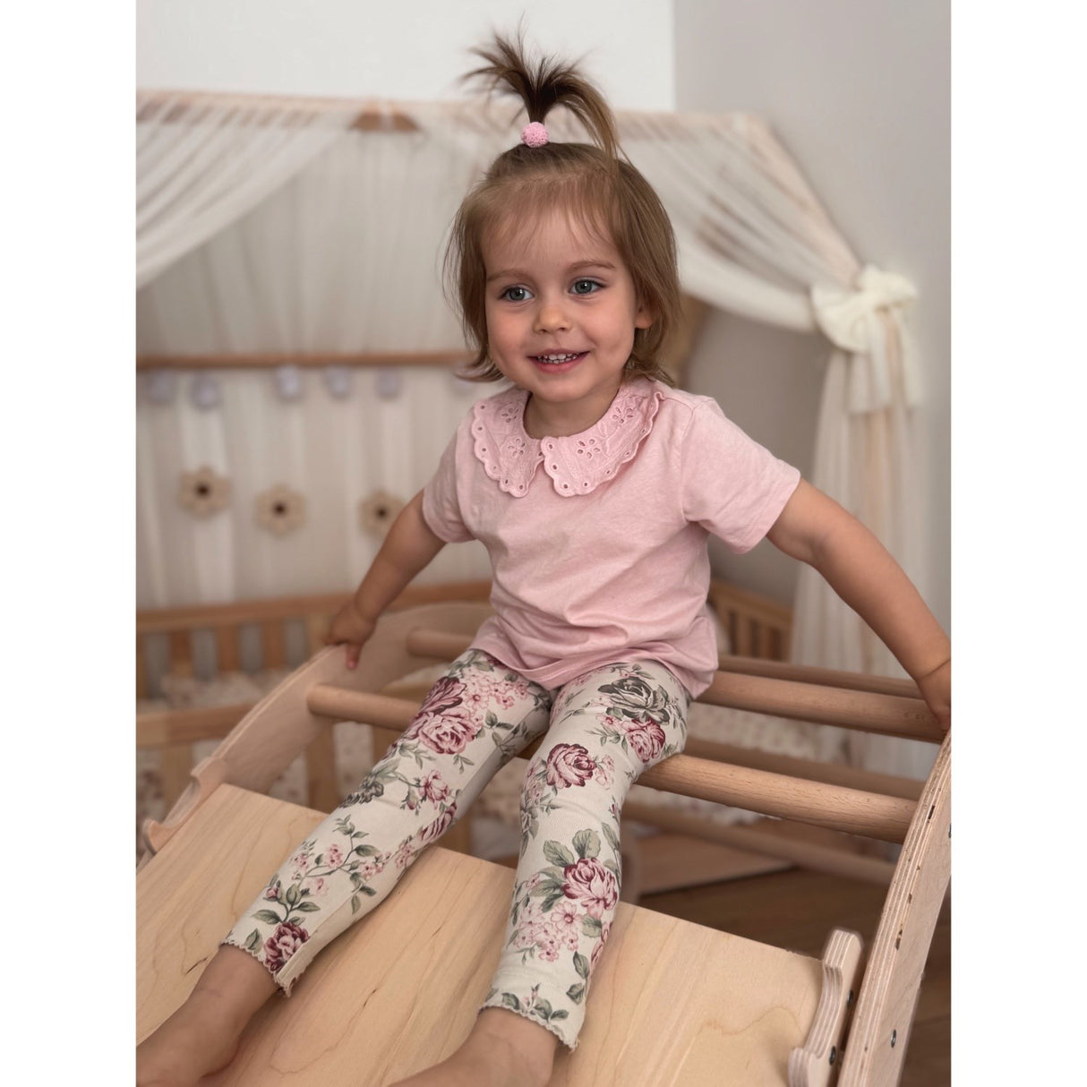 Woobiboo Natural Montessori Rocker Med Beige Madras Og Slide-Climber L