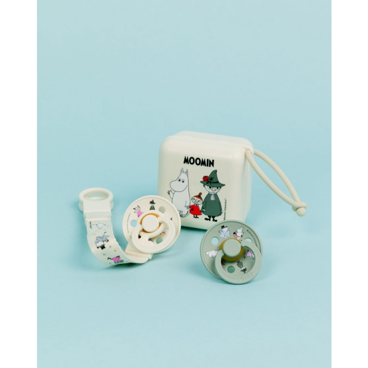 Bibs X Moomin Ivory/sage Colour Smokk & Loop Clip Gift Sett Latex