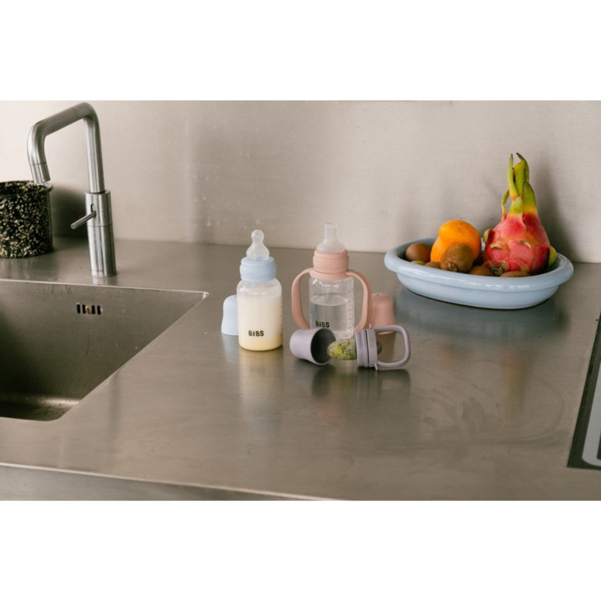 Bibs Blush Baby Sippy Flaske Spout Round Silikon Slow Flow