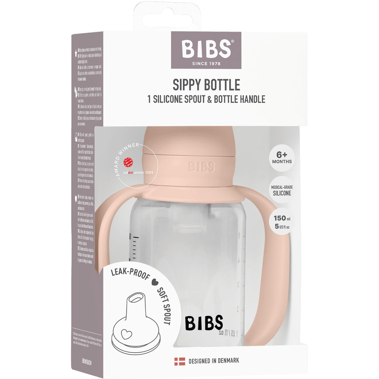 Bibs Blush Baby Sippy Flaske Spout Round Silikon Slow Flow