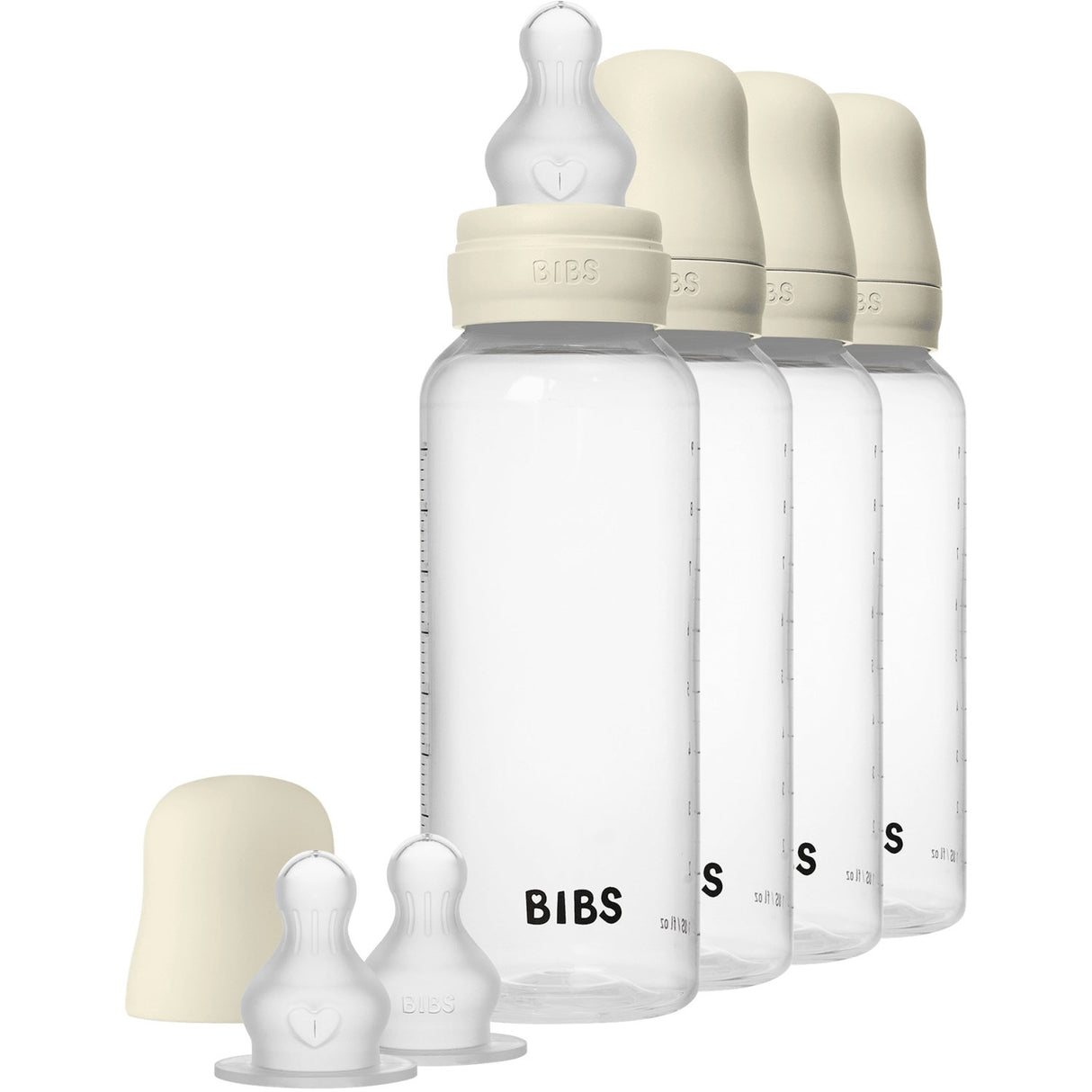 Bibs Ivory Baby Flaske Round Silikon 4-Pakke