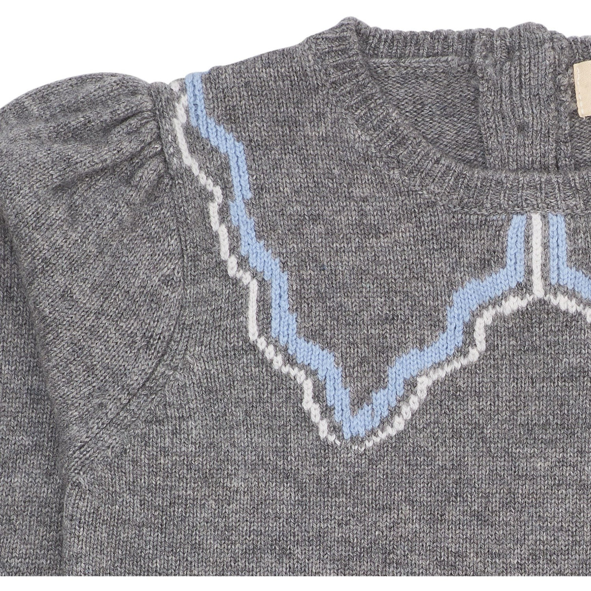 COPENHAGEN COLORS Dk Grey/Blue Comb. Cashmere Bluse W. Halsbånd Deco