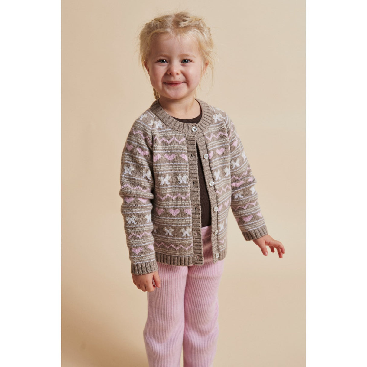 COPENHAGEN COLORS Sand Comb. Cashmere Pattern Cardigan