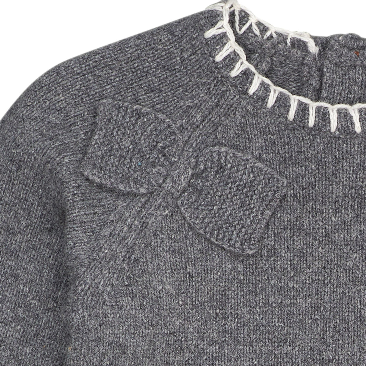 COPENHAGEN COLORS Dk Grey/Cream Comb. Lambswool Kjole W. Bue