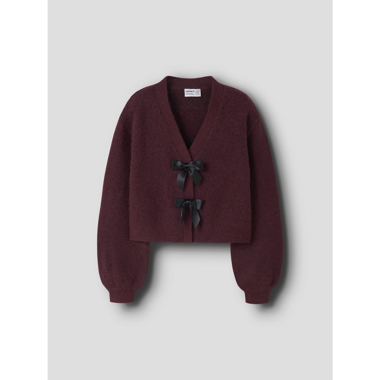 Name It Burgundy Black Bow Nkfrina Ls Strikk Card